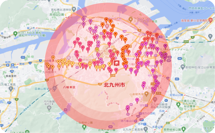 福岡市を中心に幅広く停車場所を設定。地域のニーズにお応えします。